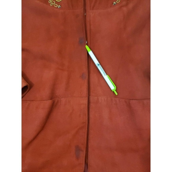 Vntg.LIZ ROBERTS ROBERT ELLIOT ~Woman Size L~ Orange Suede Leather Jacket Blazer - Picture 6 of 12